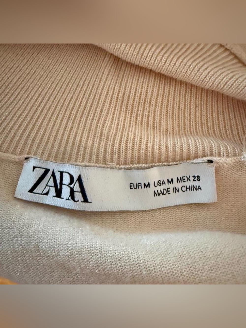 Zara Beige Women's Turtleneck Sweater with Button Cuffs - Picture 3 of 8